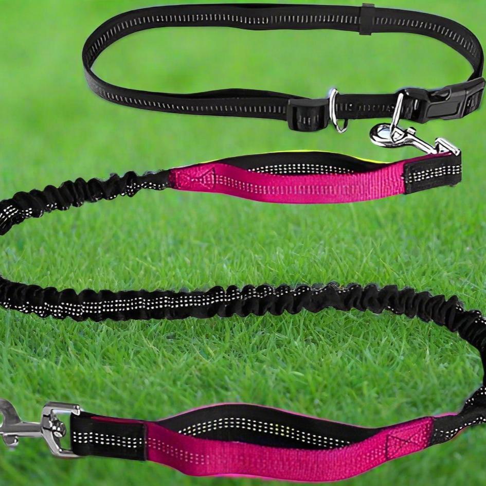 Laisse Chien - HandFreeDogLeash™ - Rose - Heureuxchien